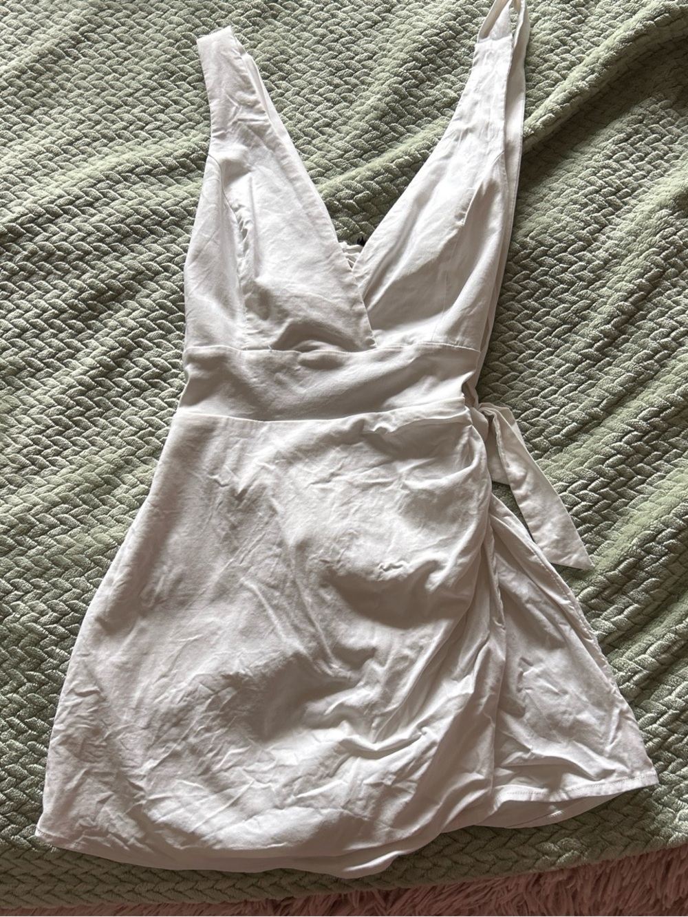 blue blush white romper with tie back